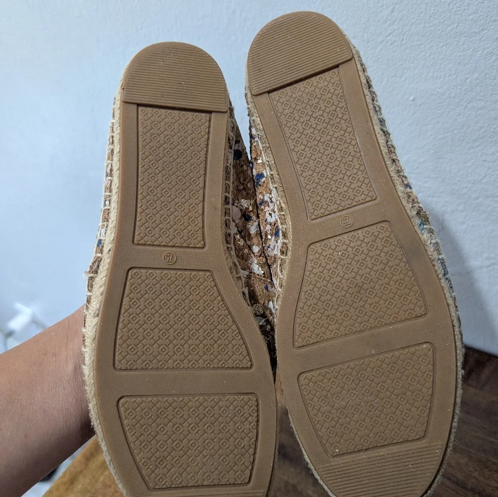 New Tory Burch Women Ines Cork Logo‎ Flat Espadrilles US 7.5